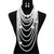 Long White Mutli Strand Pearl Necklace Set